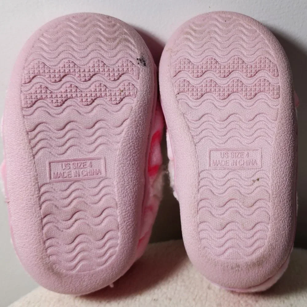 Wonder Nation Toddler Pink Leopard Print Heart Slippers Loafers Size 4
